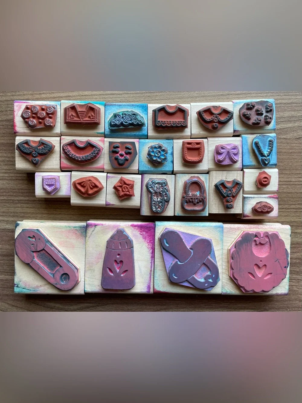 Vintage Wood Stamp Lot - Stampin Up JRL Dress Up Baby Clothing